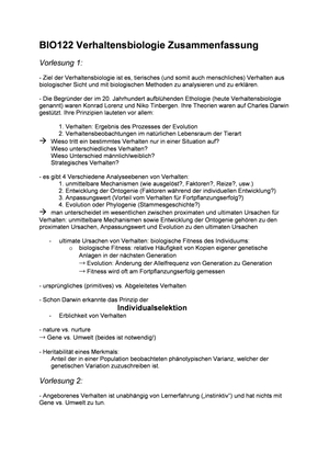 BIO122 Zusammenfassung