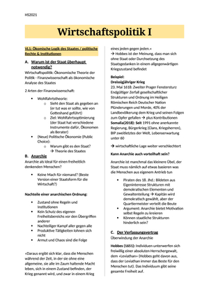 ZF Wirtschaftspolitik I