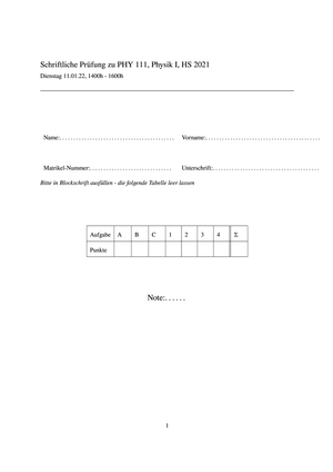 Klausur Prüfung HS21