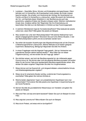 Empirische Sozialforschung FS21 Wiederholungsprüfung