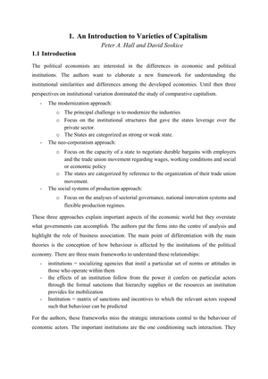 Comparative Politics - Zusammenf. Hall & Soskice