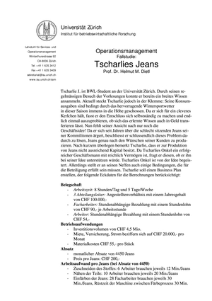 BWL III, Op. Mng, Fallstudie Tscharlies Jeans #1