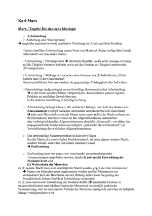 Pol. Ideengesch.: ZSF Karl Marx deutsche Ideologie