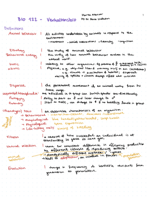 Verhaltensbiologie Zusammenfassung FS22