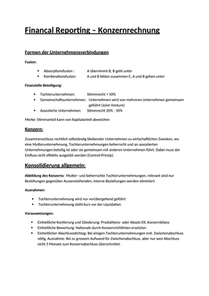Financal Reporting Zusammenfassung