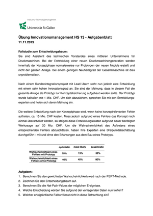 Inno-Management Übung Entscheidungsbaum