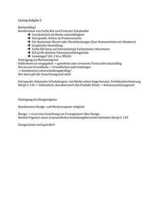 Wirtschaftsrecht: Aufgabe 5 Lösung