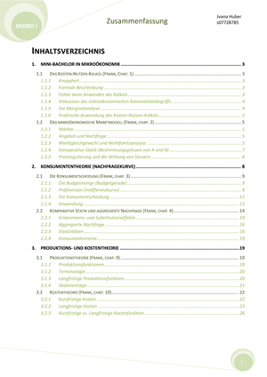 Mikro I - Zusammenfassung