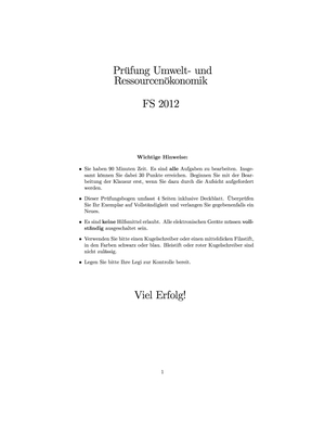 Umwelt- und Ressourcenökonomik