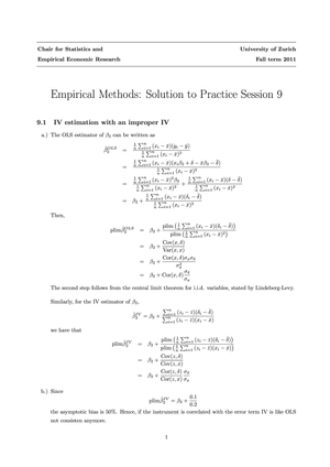 Empirical Methods HS11 Übung 9 Lösung