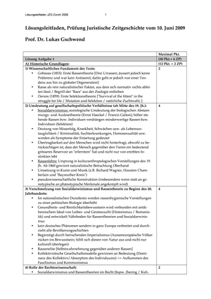 Jur. Zeitgeschichte Prüfung 2009 Musterlösung