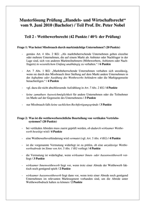 HaWi Prüfung Nobel 2010 Musterlösung