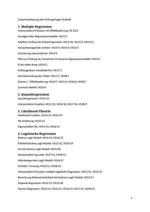 Statistik 2 Themen alte Prüfungen