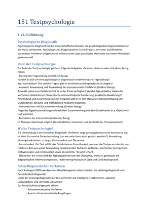Zusammenfassung Testpsychologie