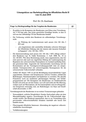 Öffentl. Recht II Prüfung 2010 Musterlösung