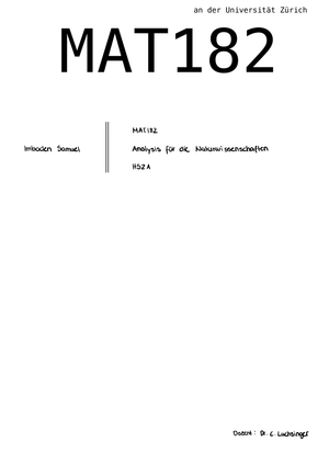 HS21 Zusammenfassung MAT182