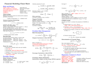 Financial Modeling Cheat Sheet