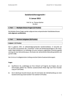 Sozialversicherungsrecht II Prüfung 2014 MuLö