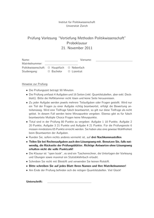 Probeklausuren VT Methoden