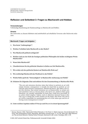 Pol. Ideengesch.: Reflexion&Selbsttest 3