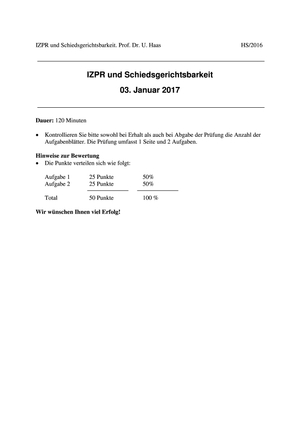 Int. ZVVR / Schiedsgerichtbarkeit Prüfung + MuLö