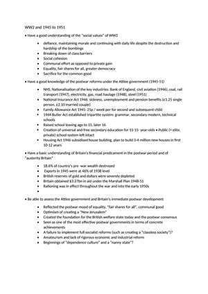 Summary British Society and Culture 1945 to Pres.