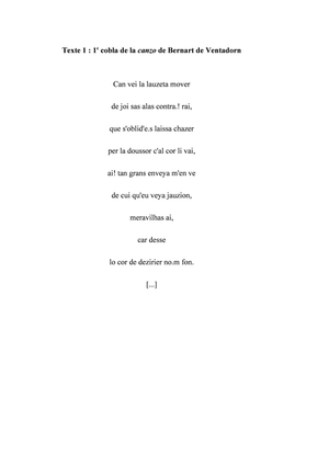 Intro Ancien Occitan - Analysierte Texte