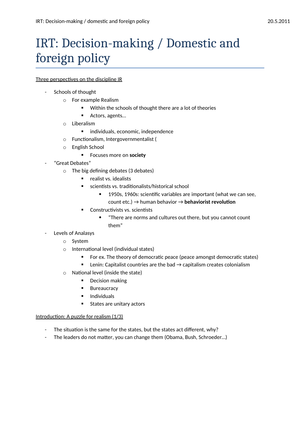 IRT: Zusammenfassung Decision Making FS2011
