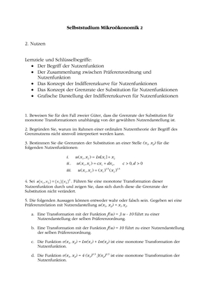 Mikro II: Selbststudium Nutzen 1 + Lösung