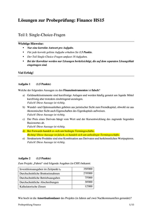 Probeprüfung HS15 Lösungen