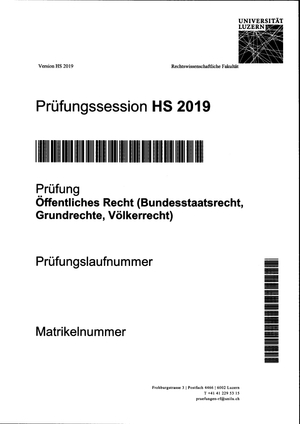 Prüfung öffentliches Recht HS19