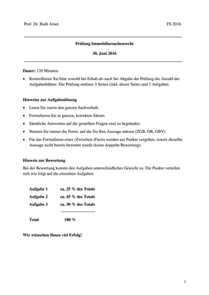 Immobiliarsachenrecht Prüfung 2016 Musterlösung