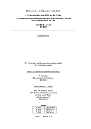 VT IB: Schriftliche Arbeit (HS18)