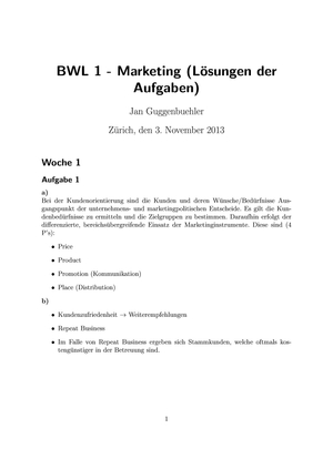 Marketing - Übungen (Lösung) HS12