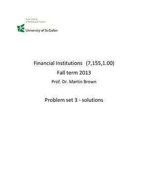 Financial Institutions Problem Set 3 Lösung