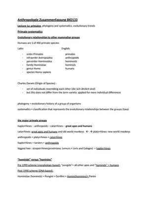 BIO 133 Zusammenfassung