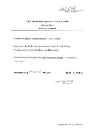 CHE 102 Prüfung 2007