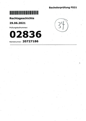 Rechtsgeschichte Prüfung FS 21