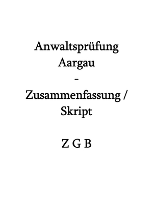 Personenrecht - ZGB Zusammenfassung