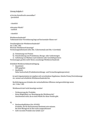 Wirtschaftsrecht: Aufgabe 4 Lösung
