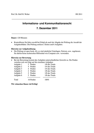 Info-/Kommunikationsrecht Prüfung 2011