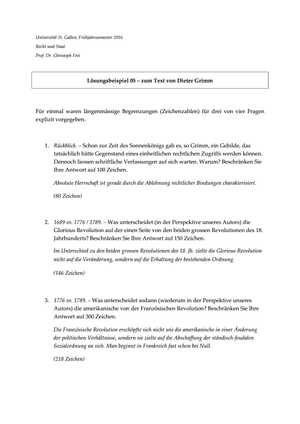 Recht & Staat - Lösungsbeispiel Frage 5 FS15