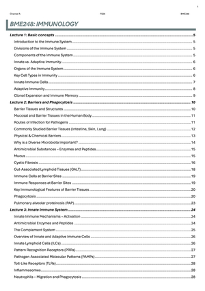 BME248 IMMUNOLOGIE Summary
