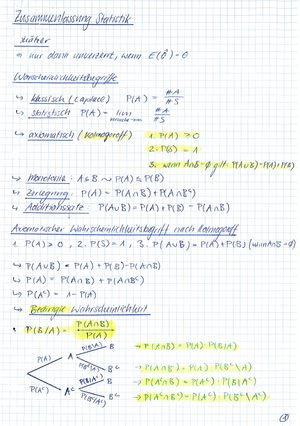 Kurzzusammenfassung Statistik