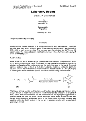 CHE 207 Experiment s3 Laborreport