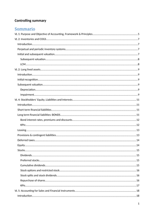 Controlling summary