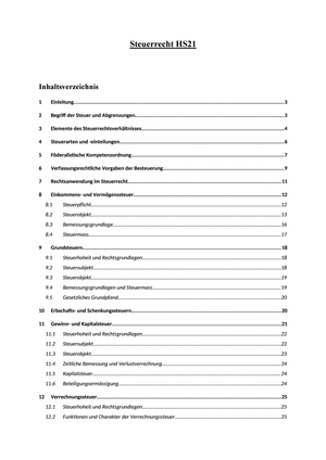 Steuerrecht HS21 Zusammenfassung