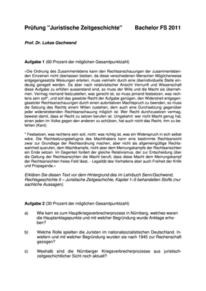 Jur. Zeitgeschichte Prüfung 2011