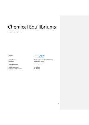 Report Chemical Equilibriums