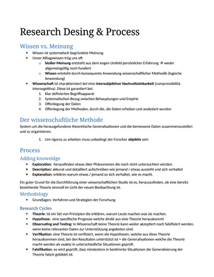 Zusammenfassung Research Desing & Process